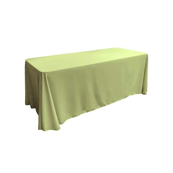 90 in. x 132 in. Sage Polyester Poplin Rectangular Tablecloth