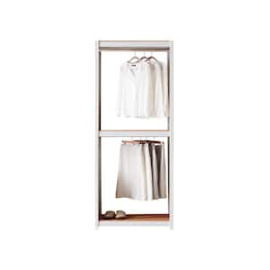 Kepsuul 31.50 in. W x 15.75 in. D x 76.75 in. H White Two Tier Clothing Rack Wood Closet System