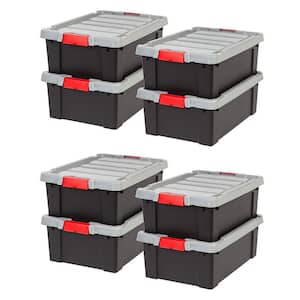 10 Gal. Hard Plastic Store It All Tote Storage Box in Black (8-Pack)