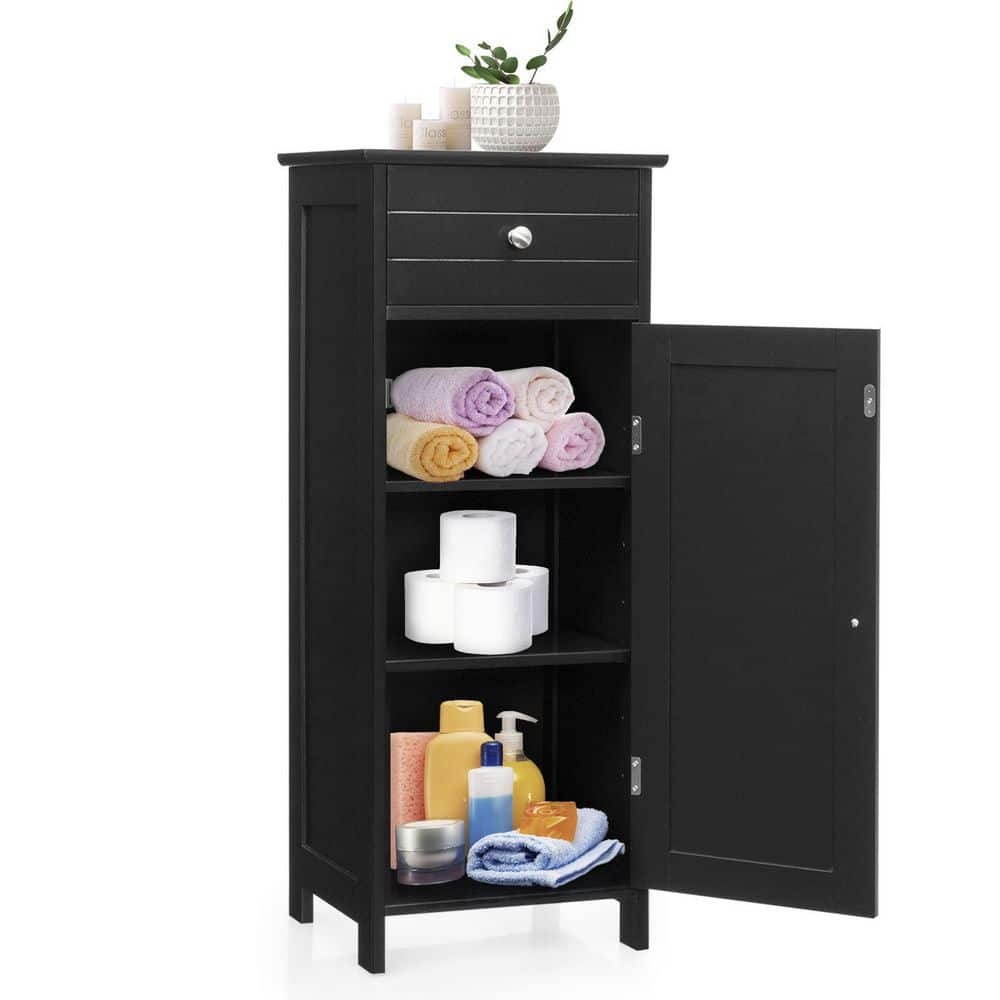 ANGELES HOME 14 in. W x 12 in. D x 34.5 in. H Black Wooden Storage Free ...