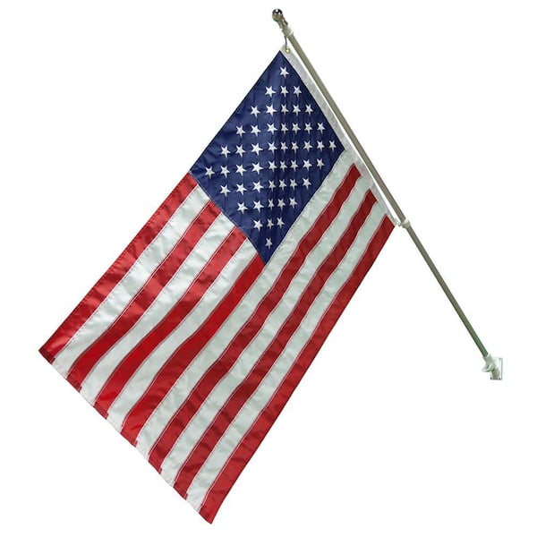 5' Wooden Flag Pole Kit W/ Nylon White Bracket 3x5 Mexico Country Polyester Flag 