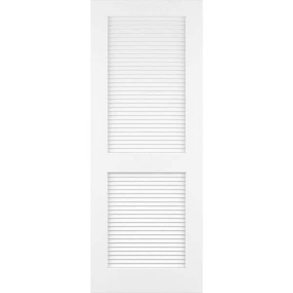 Kimberly Bay 18 in. x 80 in. Solid Core White Traditional Louver Wood Interior Door Slab