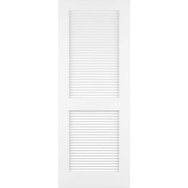 Kimberly Bay 32 in. x 80 in. Solid Core White Traditional Louver Wood Interior Door Slab