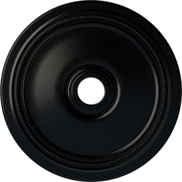 Ekena Millwork 24" x 3-5/8" ID x 1-1/4" Diane Urethane Ceiling Medallion (Fits Canopies upto 6-1/4"), Hand-Painted Jet Black