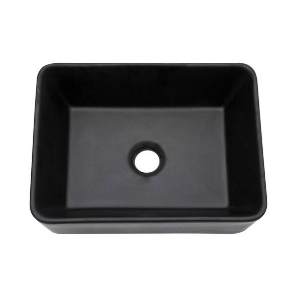 JimsMaison Black Ceramic Rectangular Vessel Sink