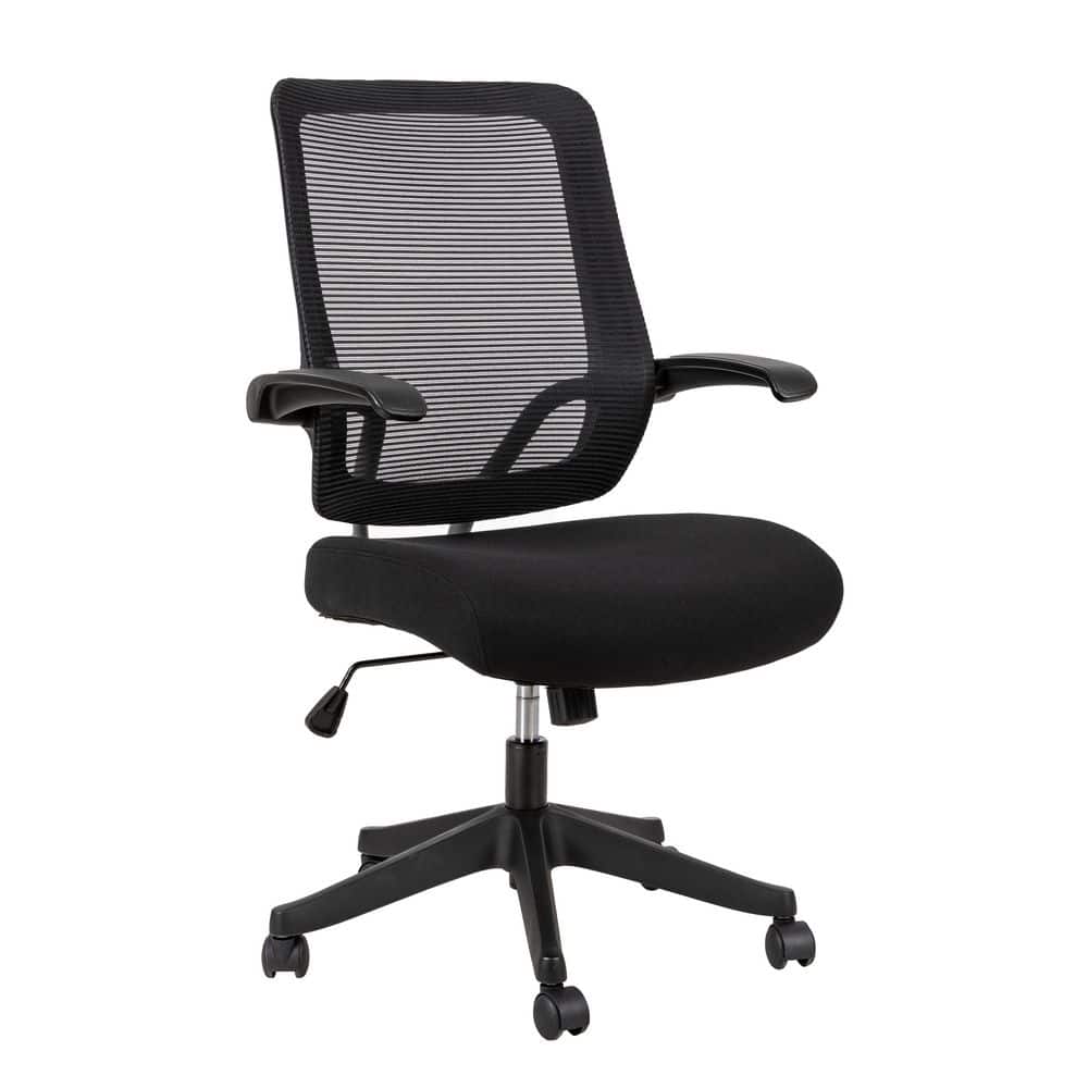 Huluwat Black Nylon Mesh Back Fabric Seat Office Chair with Flipup