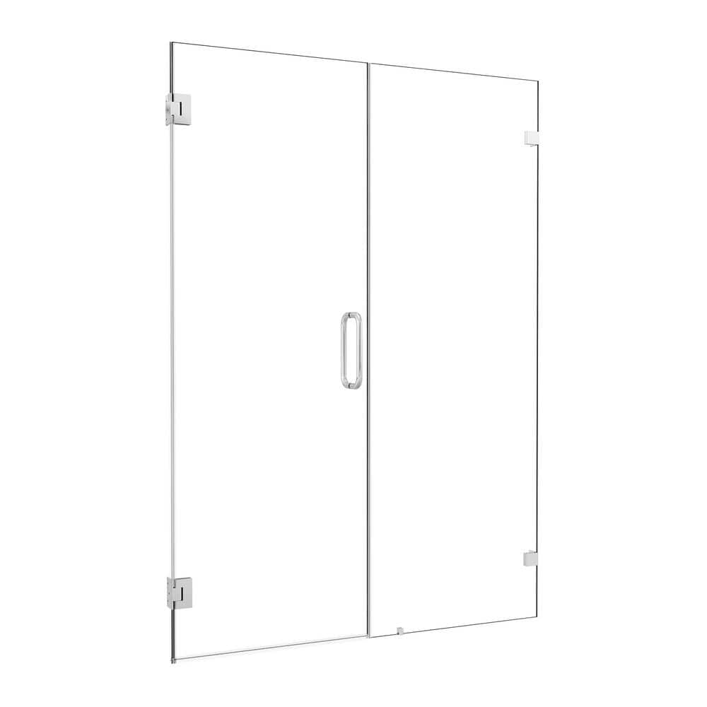 52" W x 74" H Frameless Chrome Glass Shower Door