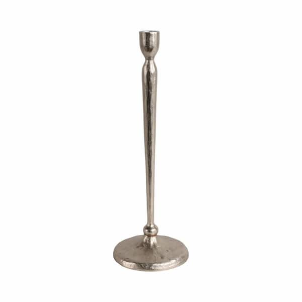 Liv & Skye Silver 15 in. Metal Novelty Traditional Cast Iron Taper Candle Holder