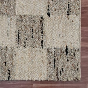 Andrew Beige/Charcoal 9 ft. x 12 ft. Checkered Hand-Woven Wool Blend Rectangle Area Rug