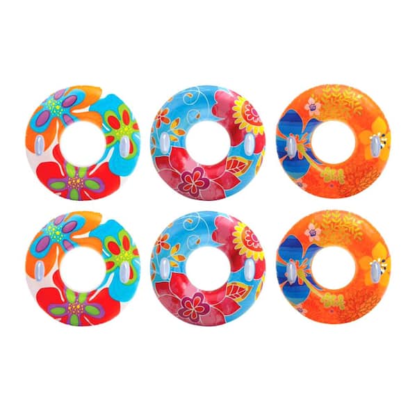 Intex Groovy Color Inflatable Tropical Flower Transparent Pool Tube (6-Pack)