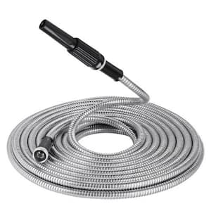 0.55 in. Dia x 50 ft. Light-Weight Garden Hose Stainless Steel Flexible Water Pipe 6-Patterns Adjustable Nozzle (1-Pack)