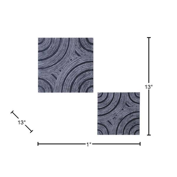 1 x 13 x 13 Gray Lined Square - Wall Decor