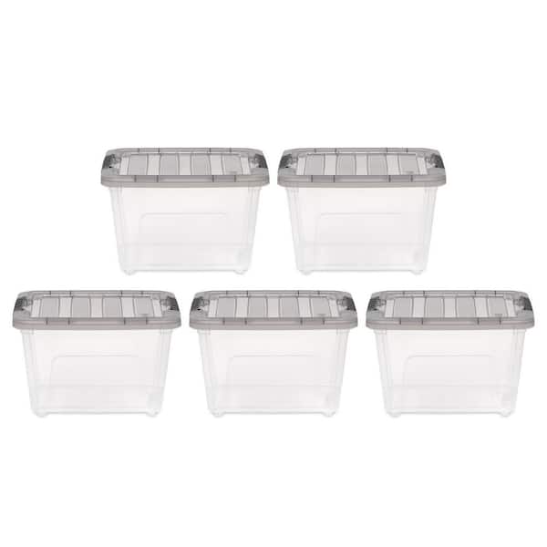 19 Qt./4.75 Gal. Plastic Storage Boxes with Latching Lids, Clear (Set of 5)