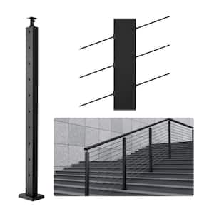 Cable Railing Post 36 in. L x 1 in. W x 2 in. H Steel 30° Angled Hole Stair Railing Post Cable Rail Post (1-Pack )