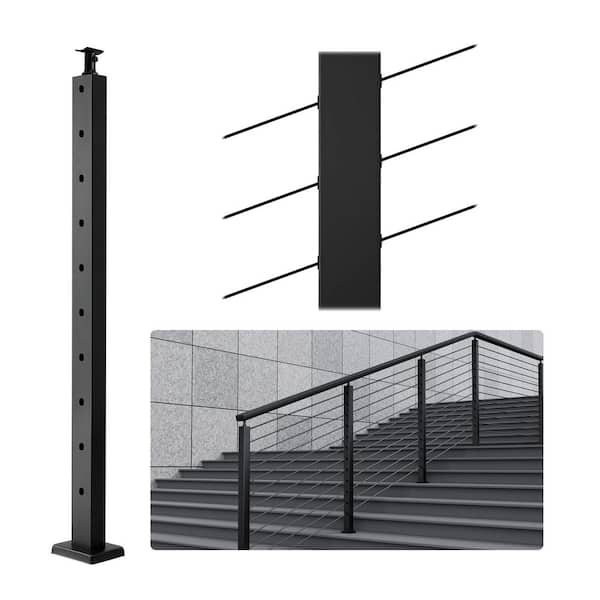 VEVOR Cable Railing Post 36 in. L x 1 in. W x 2 in. H Steel 30° Angled Hole Stair Railing Post Cable Rail Post (1-Pack )