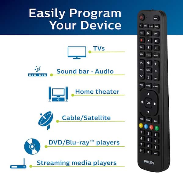 Vil Milliard prøve Philips 4-Device LG Replacement Universal TV Remote Control in Black  SRP4519L/27 - The Home Depot