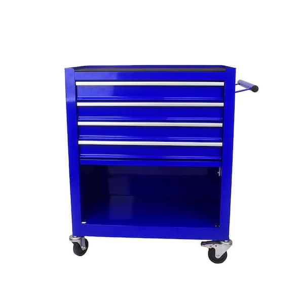 13 in. 4 Drawers Multifunctional Tool Chests With Wheels Blue Steel Tools and Tool Organizers Tool Cabinets Blue