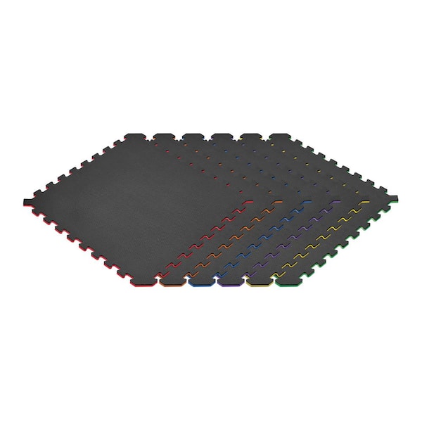 Norsk Rainbow Pack Black 24 in. x 24 in. EVA Foam Truly Reversible