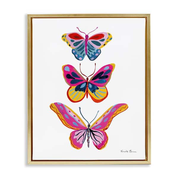 Stupell Industries Small to Large Butterflies by Farida Zaman Gold Floater Frame Animal Graphic Art Print 31 in. x 25 in.