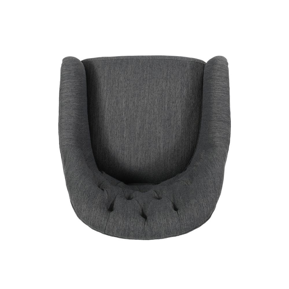 Charcoal Fabric Tufted Swivel Office Chair with Silver Chrome Base