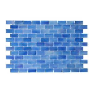 Glass Tile Love Unconditional Subway Teal 22.5in. x 13.25in. Glossy Glass Patterned Mosaic Floor Tile (9.68 sq. ft/Case)