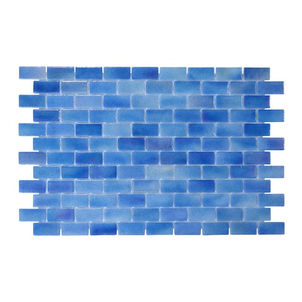 The Tile Doctor Glass Tile Love Unconditional Subway Teal 22.5in. x 13.25in. Glossy Glass Patterned Mosaic Floor Tile (9.68 sq. ft/Case)