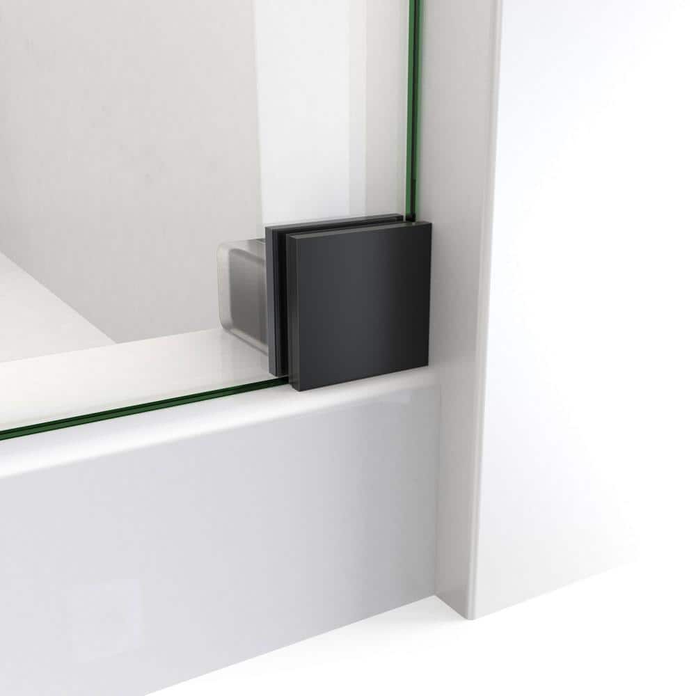 Matte Black Frameless Clear Glass Sliding Shower Enclosure