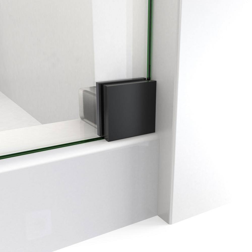 Matte Black Frameless Clear Glass Sliding Shower Enclosure