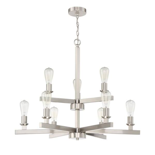 CRAFTMADE Chicago 9-Light Brushed Polished Nickel Finish Hanging Chandelier  for Kitchen or Foyer with No Bulbs Included 647881208158 - The Home Depot