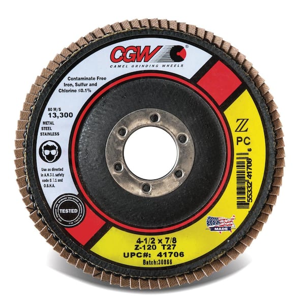 CGW CAMEL GRINDING WHEELS 41/2 in. x 7/8 in. T27 HD 40Grit Zirconia