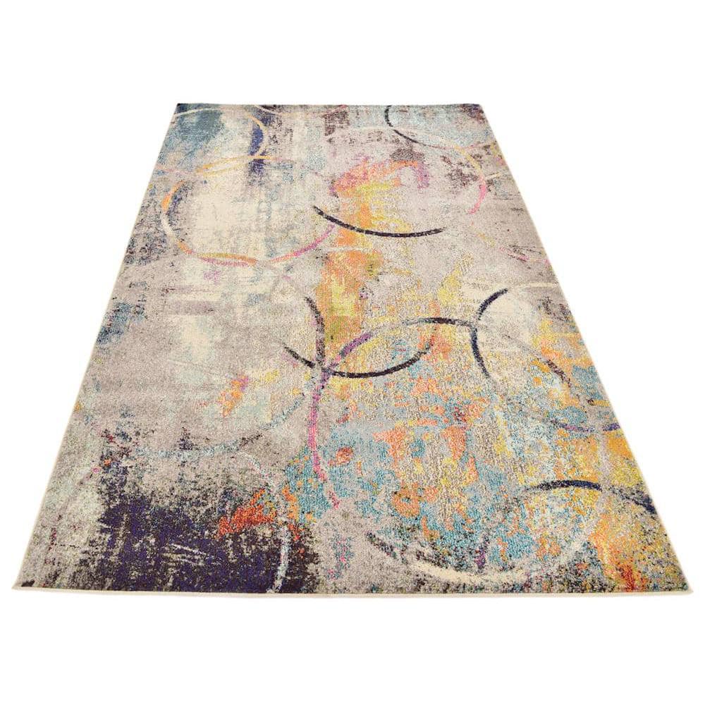 Theia Vibrant Abstract Multi-Color Kids' Playroom Rug 5' x 8'