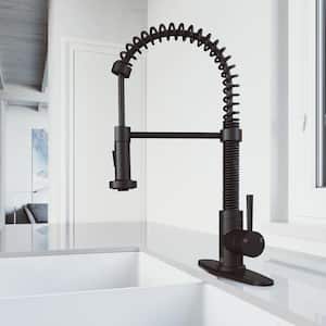 Edison Single-Handle Pull-Down Sprayer Kitchen Faucet with Deck Plate in Matte Black
