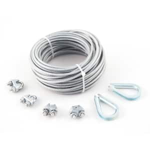 3/32 in. x 1/8 in. x 50 ft. PVC-Coated Galvanized Aircraft Cable 7x7 Construction with Clips and Thimbles