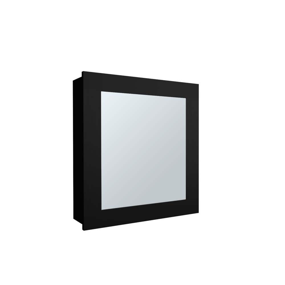 Hot Seller Black 18.6 in. W x 20.5 in. H Wood Square Wall Mirror with Cabin