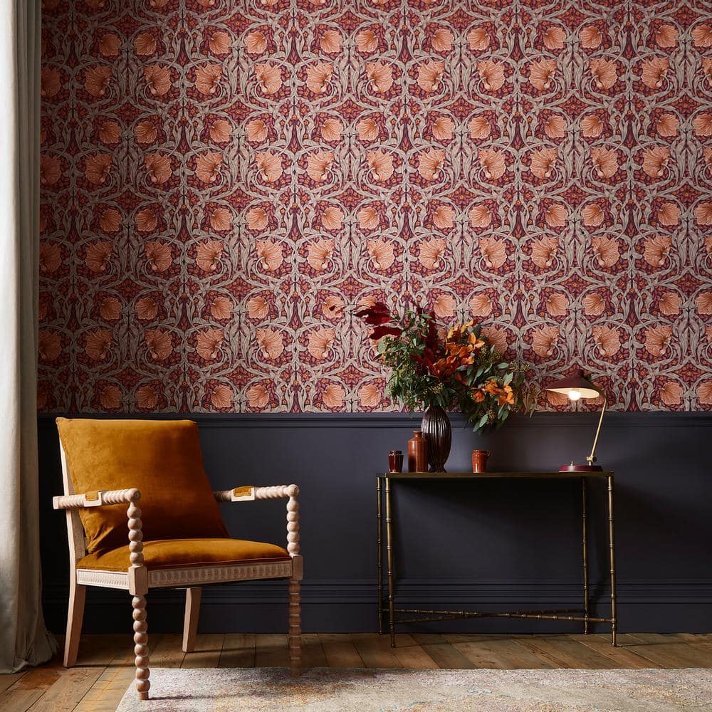 Pimpernel Plum Floral Non-Glossy Classic Wallpaper