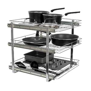 Glidez Chrome-Plated Steel 3-Tier Pull-Out Organizer