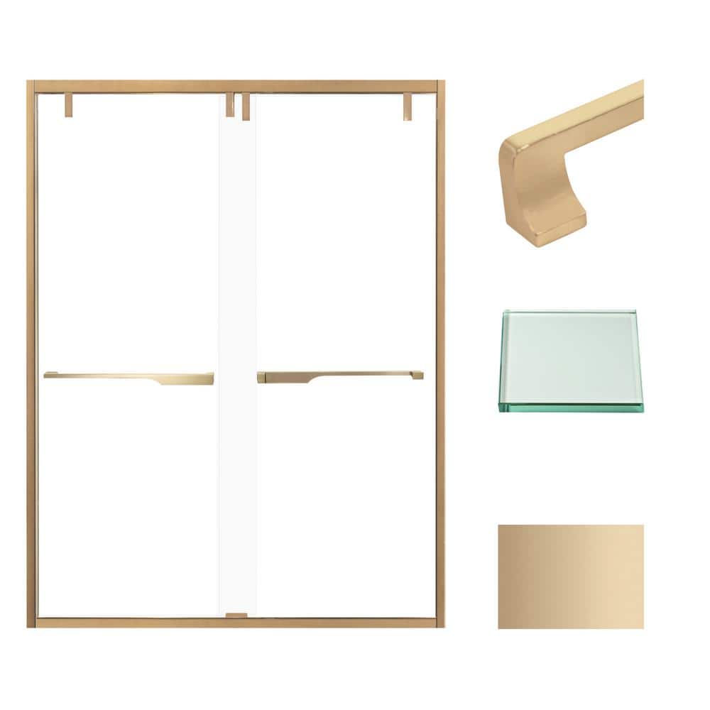 Eden 60 in. W x 80 in. H Sliding Semi-Frameless Shower Door in Champagne Bronze with Clear Glass price history on PriceWatchPro