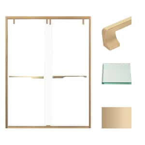 Eden 60 in. W x 80 in. H Sliding Semi-Frameless Shower Door in Champagne Bronze with Clear Glass