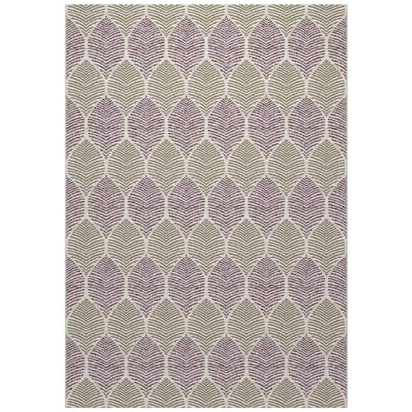 Unbranded Coastal Foliage Beige 7 ft. 10 in. x 10 ft. Floral Polypropylene Indoor/Outdoor Area Rug