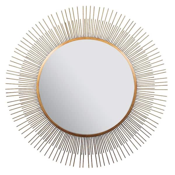 PRIVATE BRAND UNBRANDED Kiva Medium Round Gold Sunburst Mirror (36" Diameter)