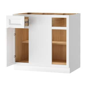 Keyport Shaker 36 in. W x 24 in. D x 34.5 in. H Plywood Ready To Assemble Blind Corner Base Kitchen Cabinet in White