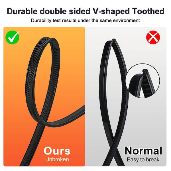 SEKUREON 14 in. Zip Ties Double Sided Toothed 100 lbs. Tensile