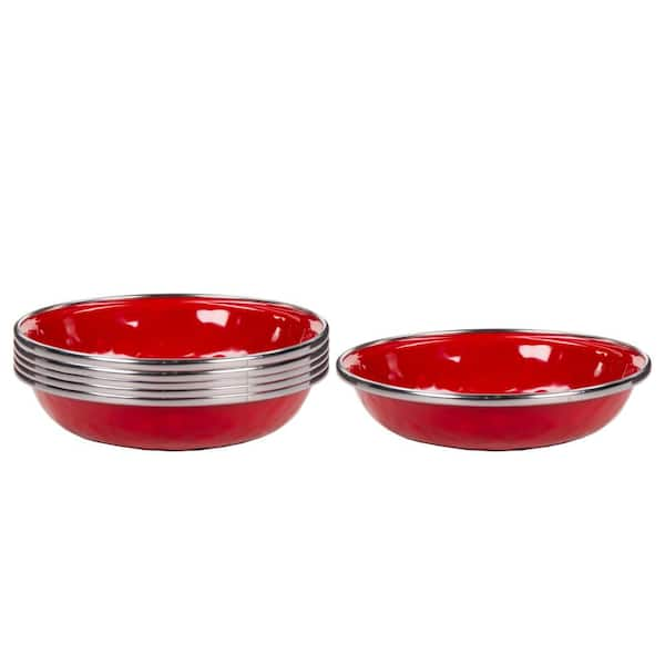 Golden Rabbit Enamelware - Solid Red Pattern - Set of 3 - Mixing Bowls