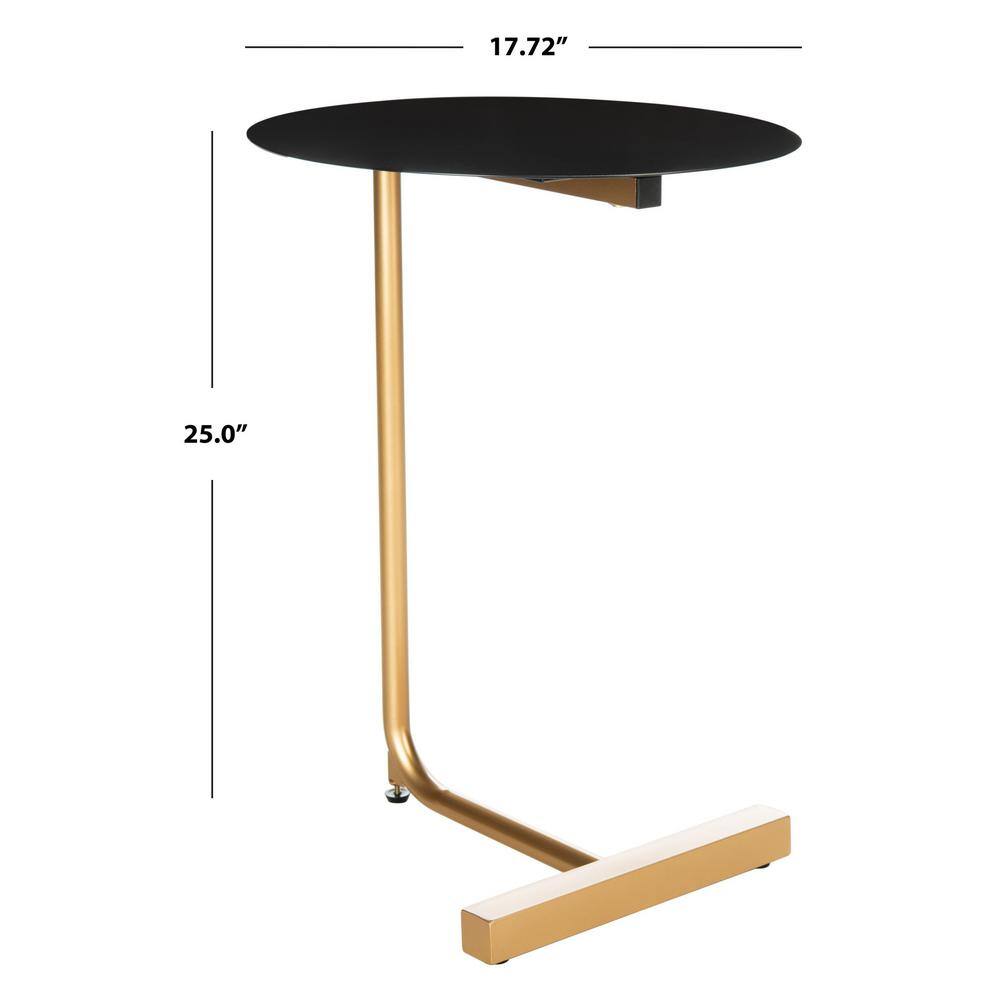 Haylee Black and Gold Round Metal Accent Table