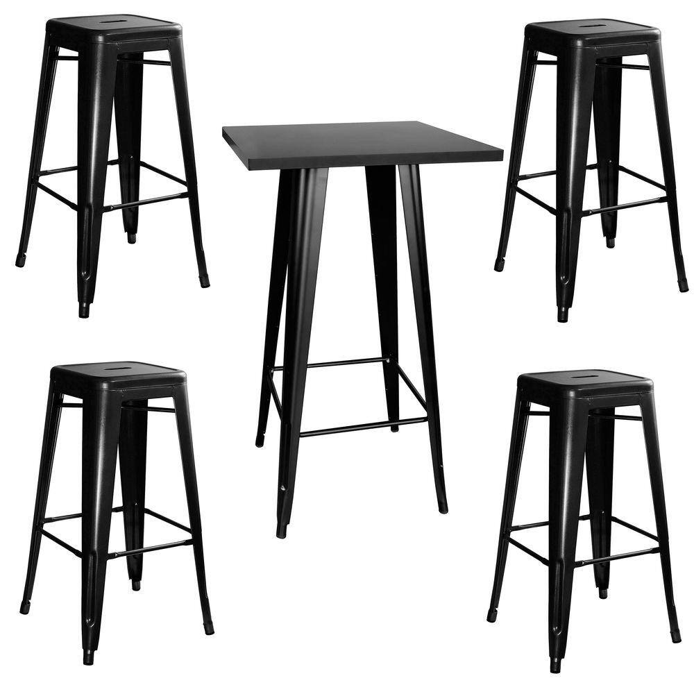 AmeriHome Metal 5Piece Black Metal Tabletop and Black Metal Frame Pub