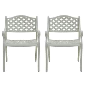 Outdoor White Cast Aluminum Bench Chair