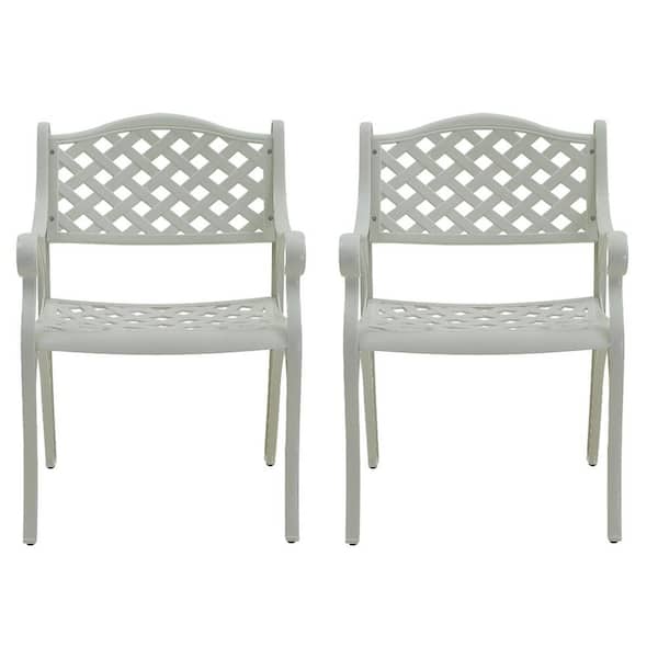 Clihome Outdoor White Cast Aluminum Bench Chair