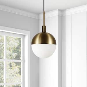 Orb 1-Light Small Globe Brass and Frosted Glass Pendant