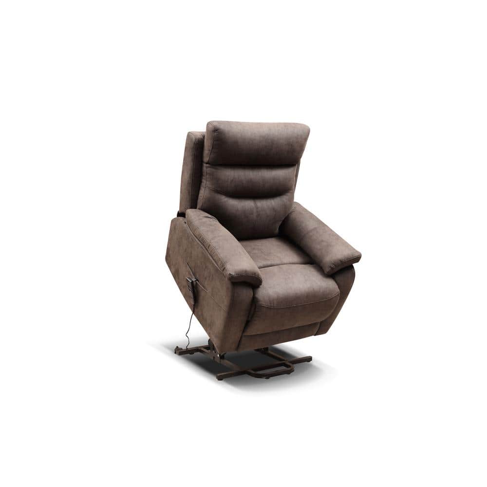 Powerful Recliner Lift Brown Chair with Comfortable Fabric Seat and Backres