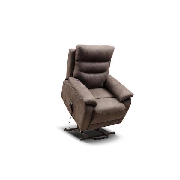 Unbranded Powerful Recliner Lift Brown Chair with Comfortable Fabric Seat and Backrest Theater Seating for Living Room (Set of 1)